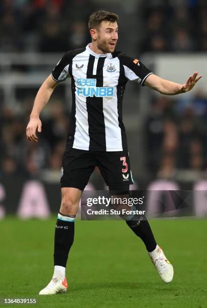 Newcastle player Paul Dummett in action during the Premier League match between Newcastle United and Watford at St. James Park on January 15, 2022 in...