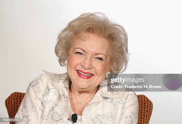 Actress Betty White speaks onstage during the Informal Session: Betty White's Off Their Rockers" panel during the NBCUniversal portion of the 2012...