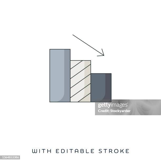 shrinking demand flat & line icon - contracting stock illustrations
