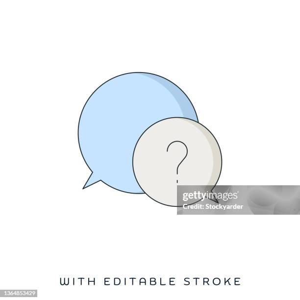 question & answer flat & line icon - answering machine stock illustrations