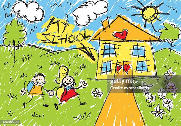 my school - nursery school building stock illustrations