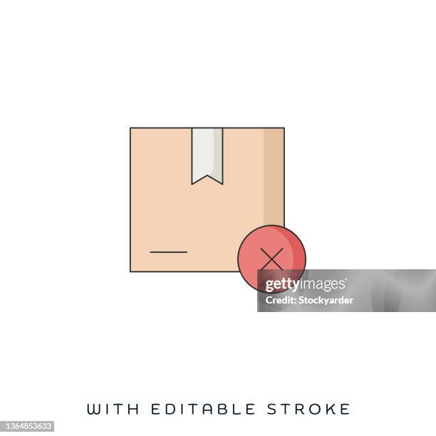 rejected order flat & line icon - system failure stock illustrations
