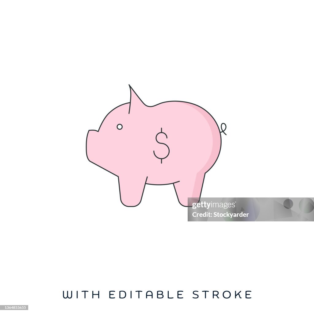 Penny Saving Flat & Line Icon