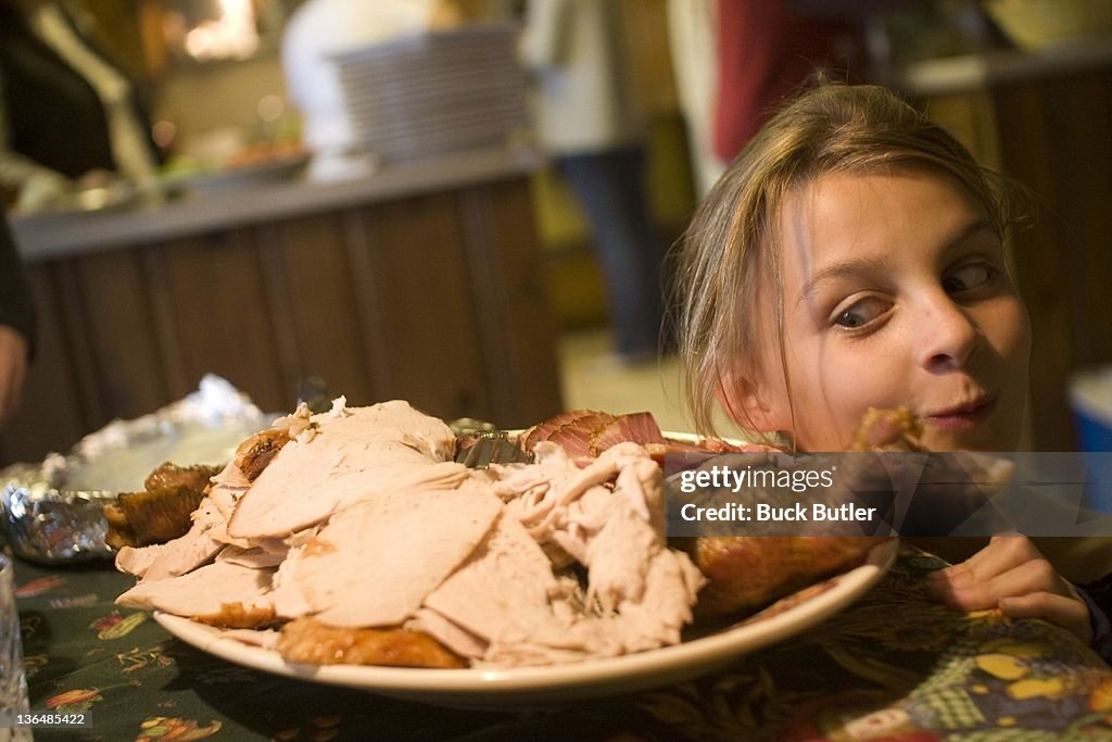 Girl looking at plate