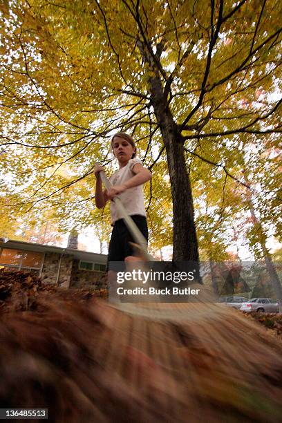 girl cleaning yard - sewanee imagens e fotografias de stock