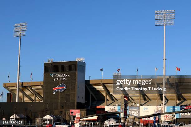 General view of the stadium prior to the AFC Wild Card playoff game between the New England Patriots and the Buffalo Bills at Highmark Stadium on...