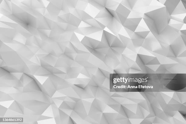 futuristic gray background made of textured geometric angular shapes. abstract backdrop for your design with copy space. three dimensional illustration - 3d pattern black and white stockfoto's en -beelden