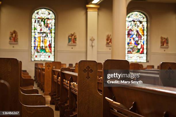 interior of old church - church interior stock pictures, royalty-free photos & images