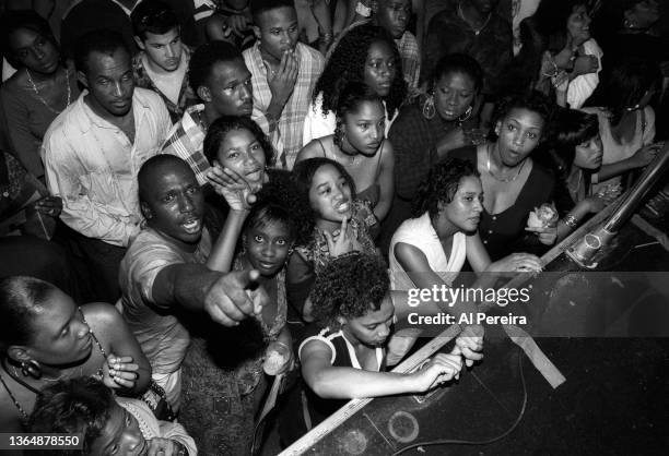 General view of the crowd when The Rap group 2 Live Crew performs at Miami Nights on February 5, 1993 in Miami, Florida.