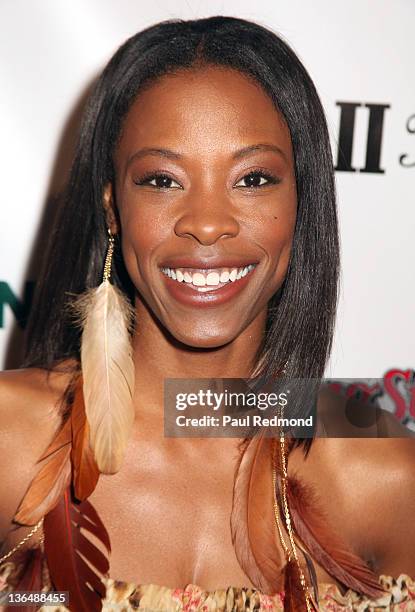 Actress Karimah Westbrook arrives at Boyz II Men Hollywood Walk Of Fame Celebration Party at Rolling Stone Restaurant & Lounge on January 5, 2012 in...