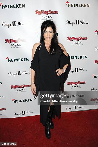 Actress Tara Crespo attends the Boyz II Men Hollywood Walk Of Fame star after party at Rolling Stone Restaurant & Lounge on January 5, 2012 in Los...