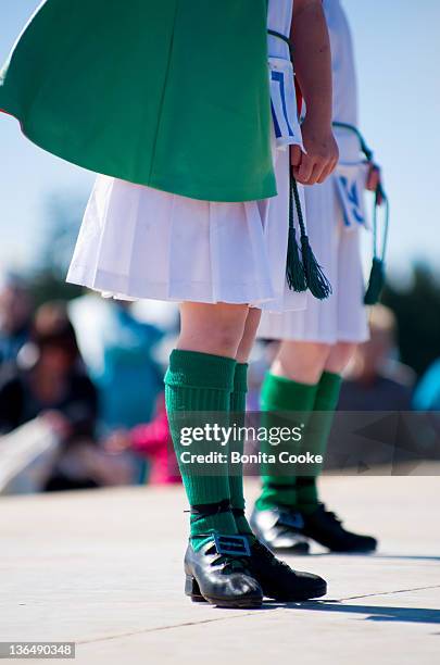 children about to perform irish jig - dance contest stock pictures, royalty-free photos & images