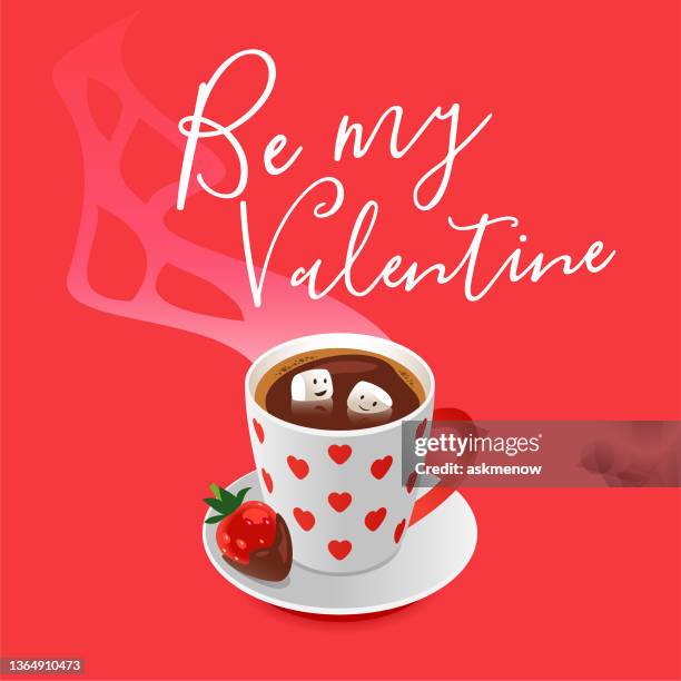 valentine's day greeting card - chocolate covered strawberries heart stock illustrations