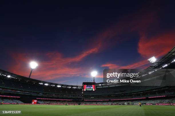 General view during the innings break of the Men's Big Bash League match between the Melbourne Stars and the Brisbane Heat at Melbourne Cricket...