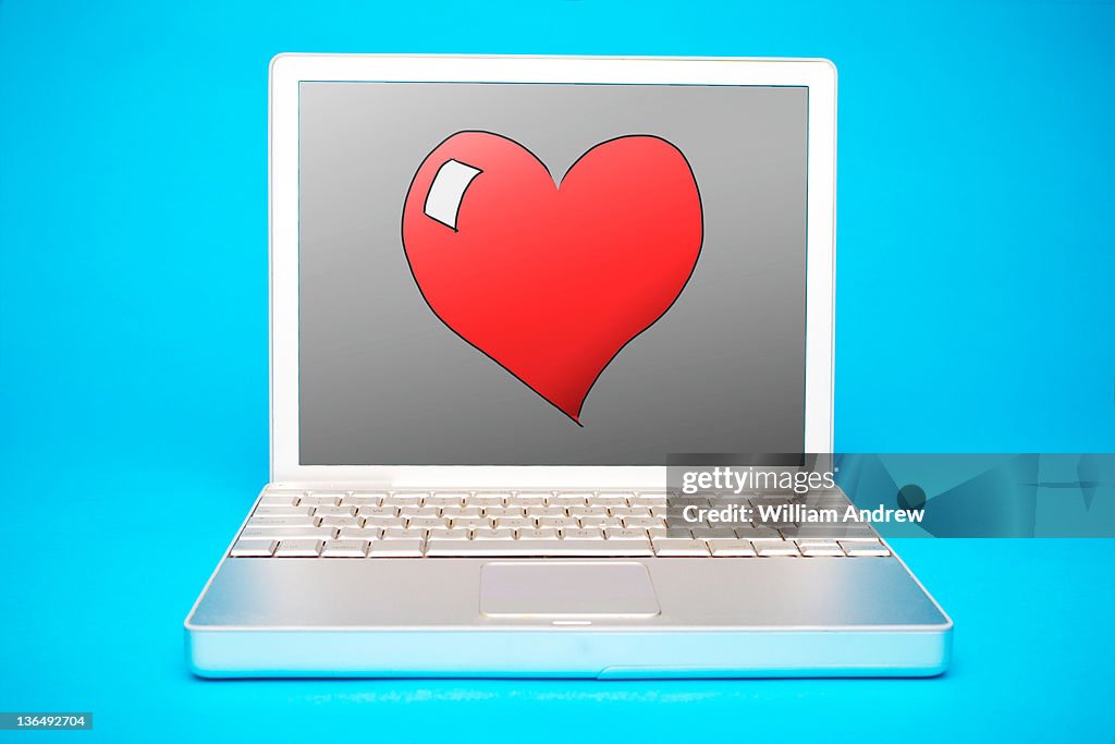 Heart on laptop screen