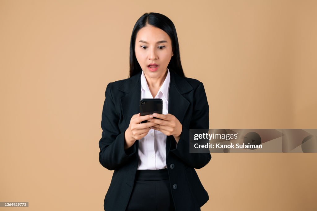 Businesswoman looking surprised