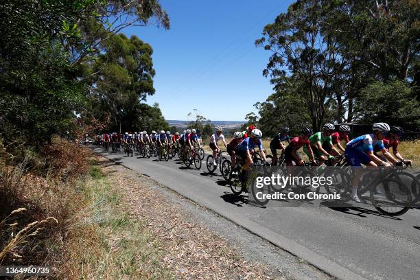 General view of the peloton competing during the Australian Cycling National Championships 2022 - Men's Elite Road Race a 185,6km race from Buninyong...