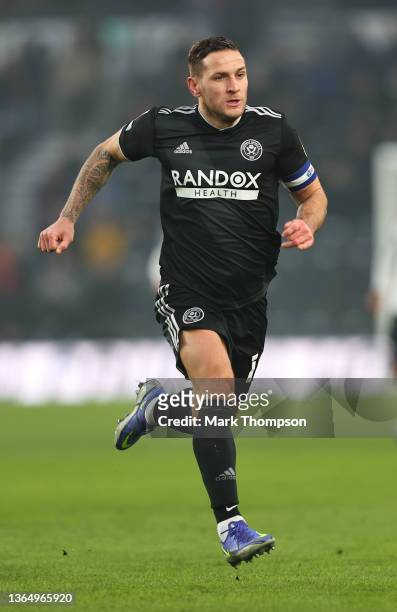 Billy Sharp of Sheffield United in action during the Sky Bet Championship match between Derby County and Sheffield United at Pride Park Stadium on...
