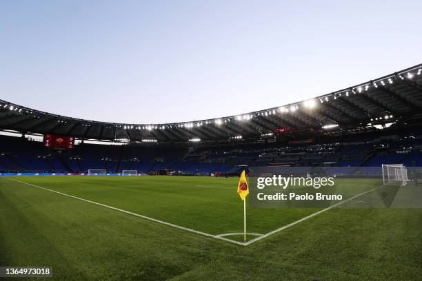 General view inside the stadium prior to the Serie A match between AS Roma and Cagliari Calcio at Stadio Olimpico on January 16, 2022 in Rome, Italy.