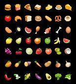Food and fruit vector emoji illustration set