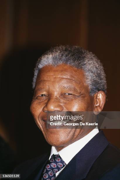 African National Congress leader Nelson Mandela at 10 Downing Street, London, 4th July 1990. Mandela is visiting British Prime Minister Margaret...