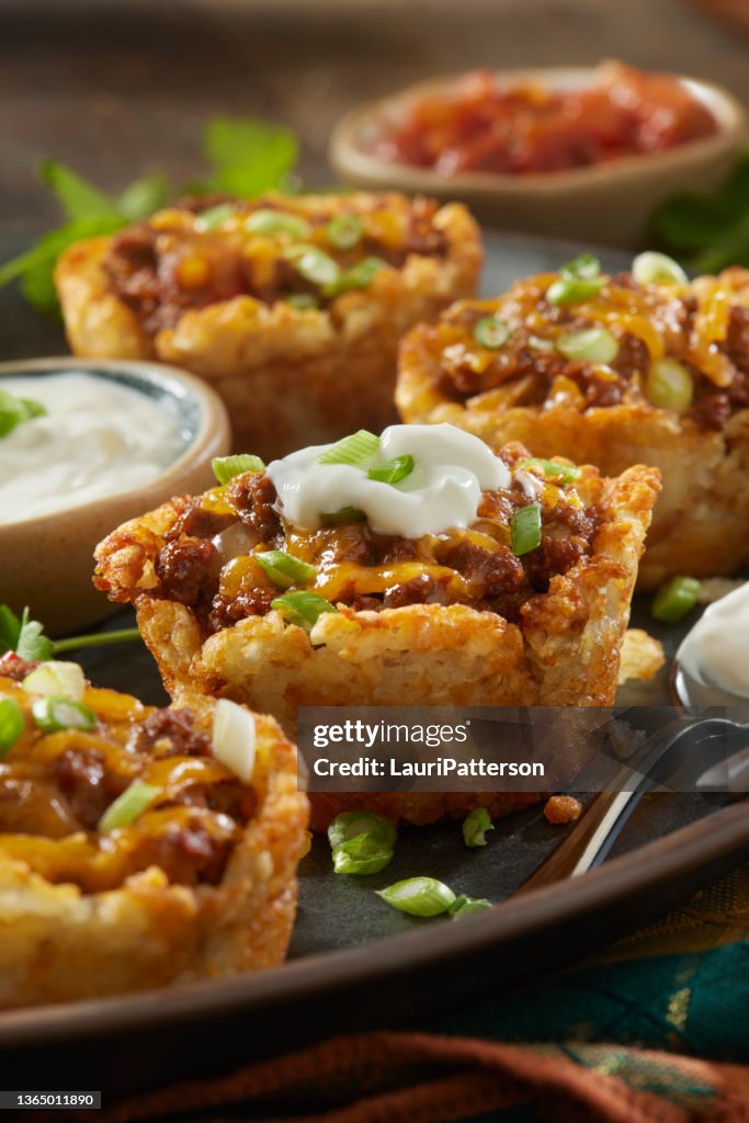 Crispy Tatar Tot Taco Cups