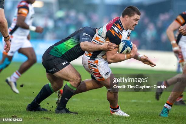 January 15: Jasper Wiese of Leicester Tigers tackled by Matthew Burke of Connacht during the Connacht V Leicester Tigers, Heineken European Champions...