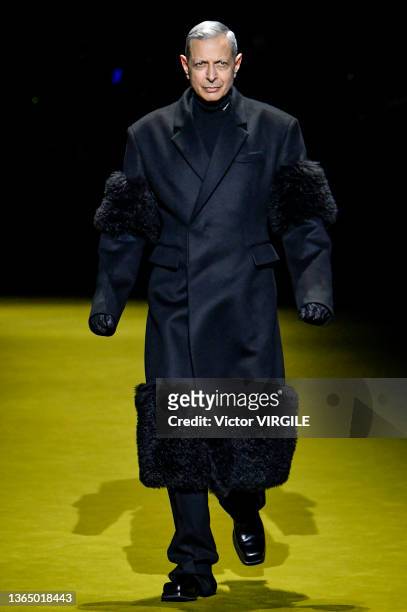 Jeff Goldblum walks the runway during the Prada Ready to Wear Fall/Winter 2022-2023 fashion show as part of the Milan Men Fashion Week on January 16,...