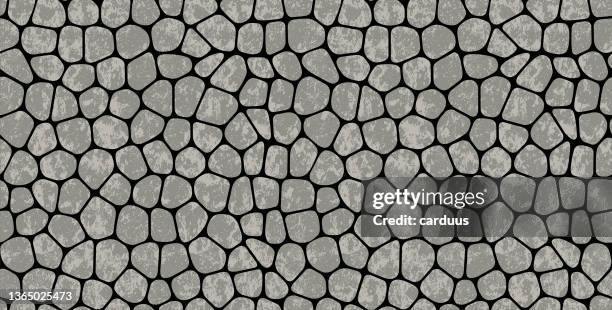 ilustraciones, imágenes clip art, dibujos animados e iconos de stock de patrón texturizado de piedra gris sin costuras - adoquinado