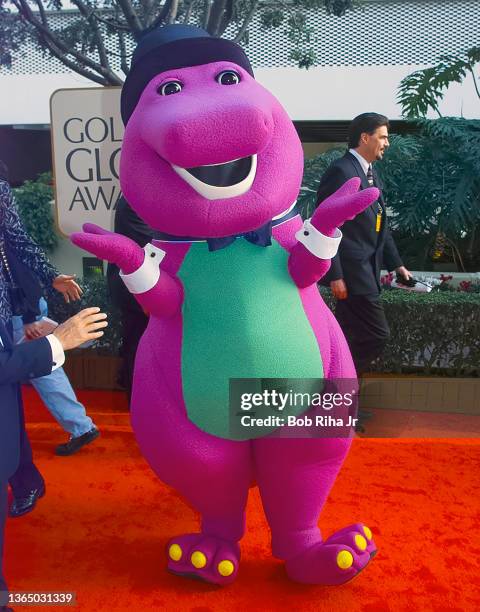 Barney arrives at the 55th Annual Golden Globes Awards Show, January 18, 1998 in Beverly Hills, California.