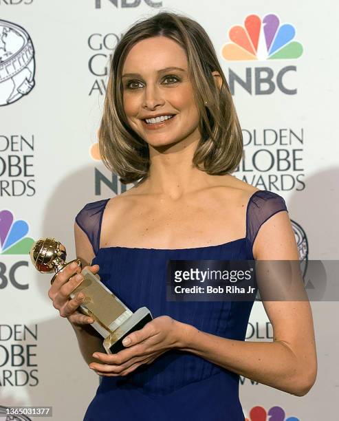 Winner Calista Flockhart backstage at the 55th Annual Golden Globes Awards Show, January 18, 1998 in Beverly Hills, California.