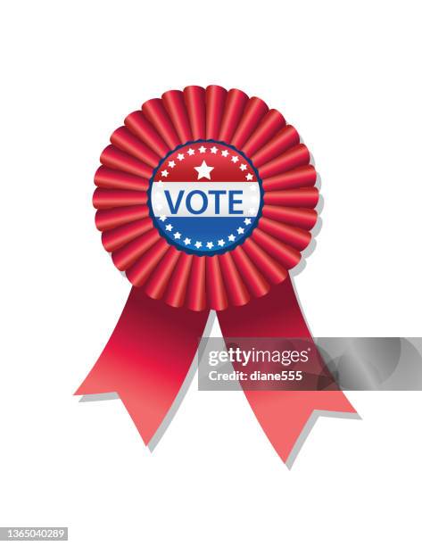 red white & blue voting ribbon on transparent background - register button stock illustrations