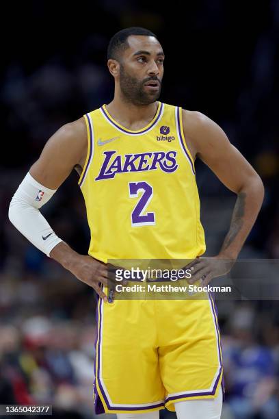 Wayne Ellington of the Los Angeles Lakers plays the Denver Nuggets at Ball Arena on January 15, 2022 in Denver, Colorado. NOTE TO USER: User...