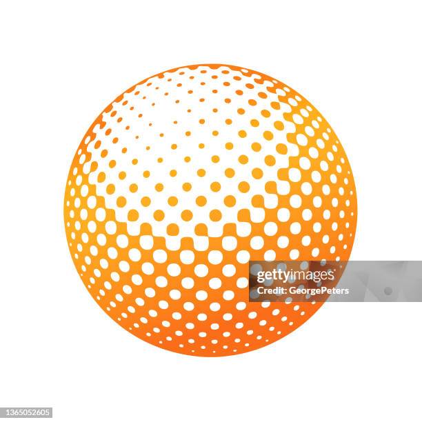 stockillustraties, clipart, cartoons en iconen met ball with half tone dot pattern - verzadigde kleur