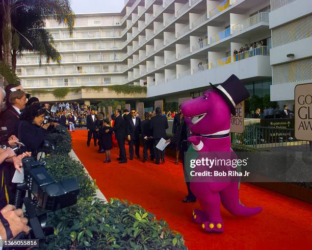 Barney arrives at Golden Globe Awards Show, January 19, 1997 in Beverly Hills, California.