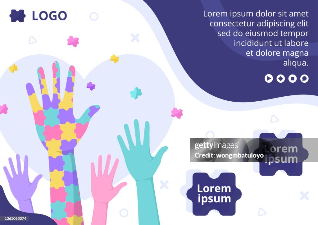 Autism Templete World Autism Awareness Day Brochure Template Flat Illustration Editable ...