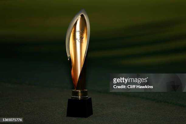 Detailed view of the trophy is seen before being awarded to Hideki Matsuyama of Japan after the final round of the Sony Open in Hawaii at Waialae...