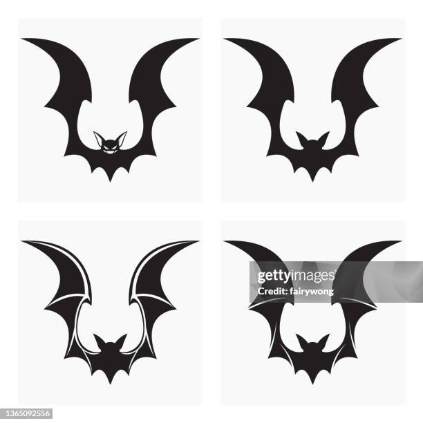 set of bat silhouettes - flying cat stock illustrations