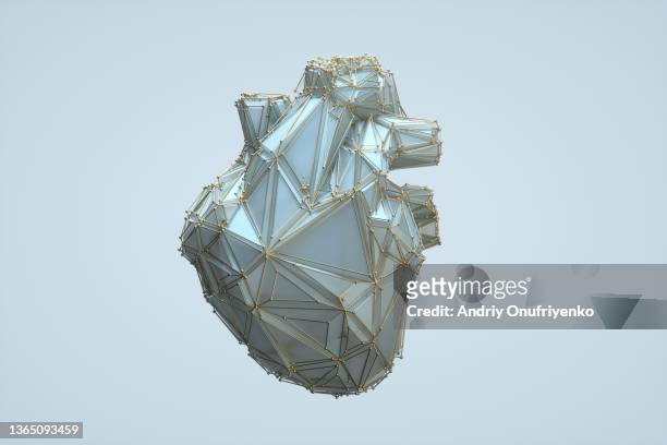 robotic heart - geometric heart stock-fotos und bilder