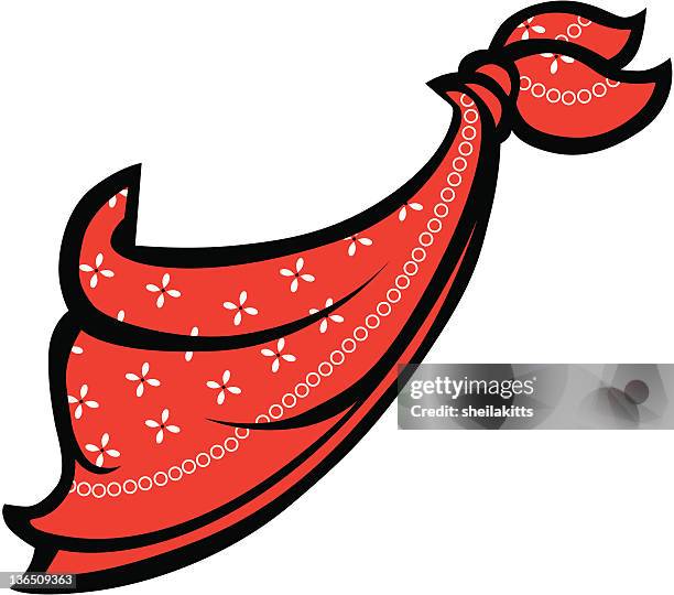 red bandana oder taschentuch - schal freisteller stock-grafiken, -clipart, -cartoons und -symbole