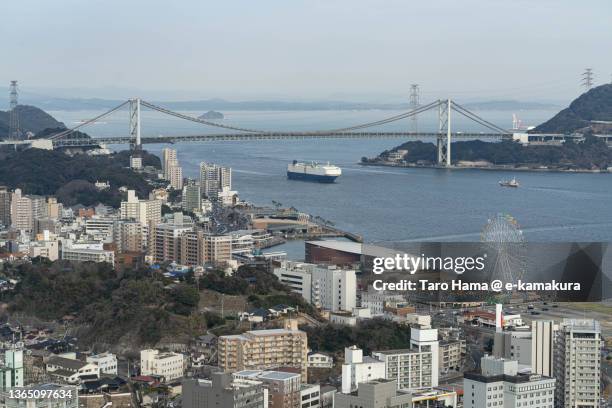 kanmon straits in yamaguchi of japan - yamaguchi stock pictures, royalty-free photos & images