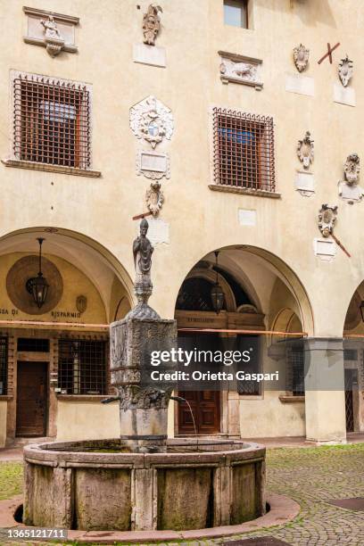 belluno, fountain of san lucano (veneto, italy) - belluno stock pictures, royalty-free photos & images