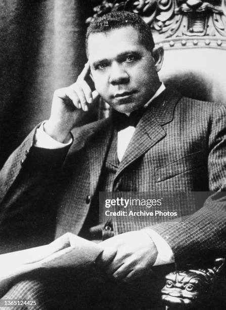 American educator and author Booker T. Washington , USA, circa 1885.