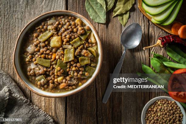 brown lentils vegan plant based recipe mediterranean diet from s - stew stock pictures, royalty-free photos & images