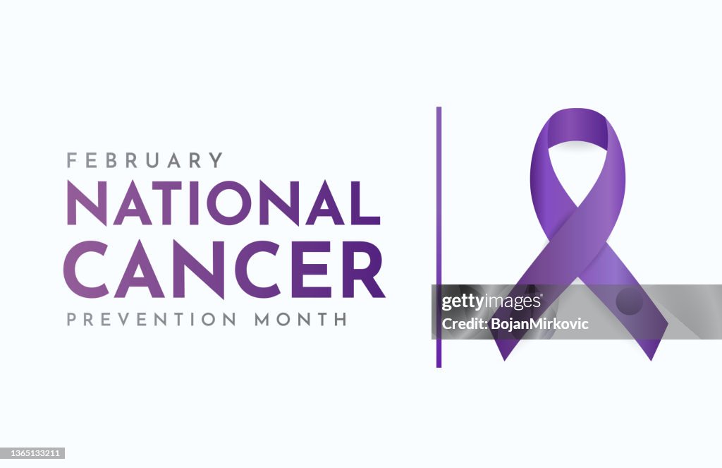 Tarjeta del Mes Nacional de la Prevención del Cáncer, febrero. Vector