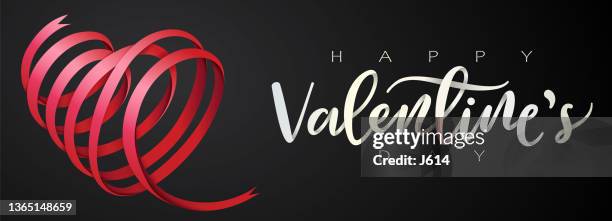 valentines greeting with a red ribbon twisted into a heart shape - ribbon tangle stock illustrations