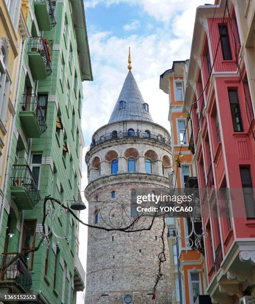 galata tower, istanbul - historical istanbul stockfoto's en -beelden