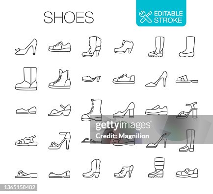 Shoes Icons Set Editable stroke Shoes Icons Set Editable stroke