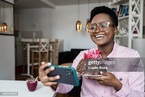 social distancing during important life events - zoom birthday stock pictures, royalty-free photos & images