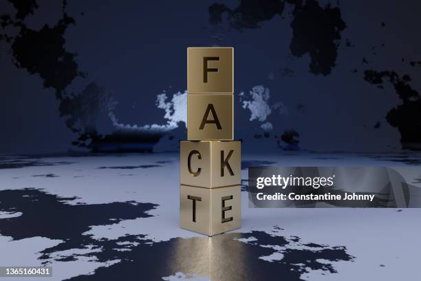 fact or fake concepts with golden blocks - truth lies 個照片及圖片檔